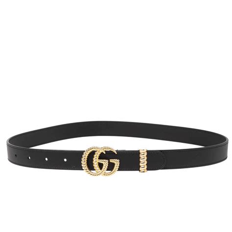 Gucci Women's Leather Belt with Torchon Double G Buckle 